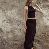 Bamboo Skirt Long Saraswati Black